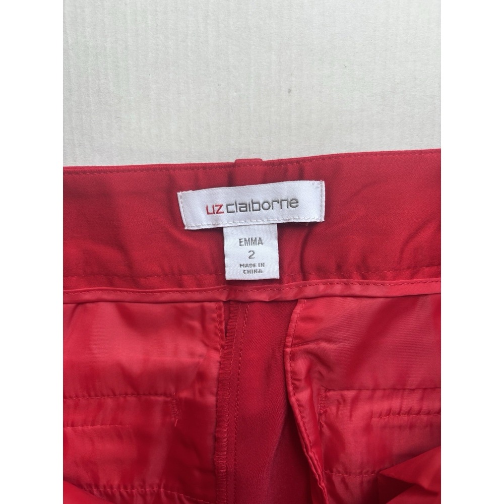 Liz Claiborne Women's Emma Slim Leg Ankle Pants Red Sz 2 - Picture 5 of 7